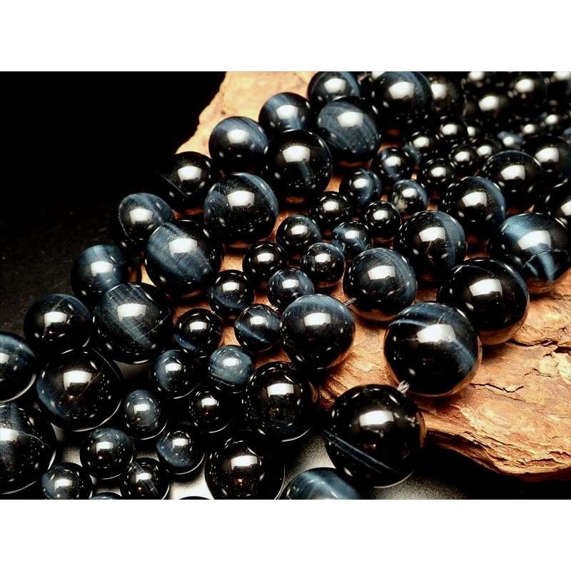 3A+ 8mm珠 ホークアイ 一連 約37-39cm 極上ブルータイガーアイ 天然石