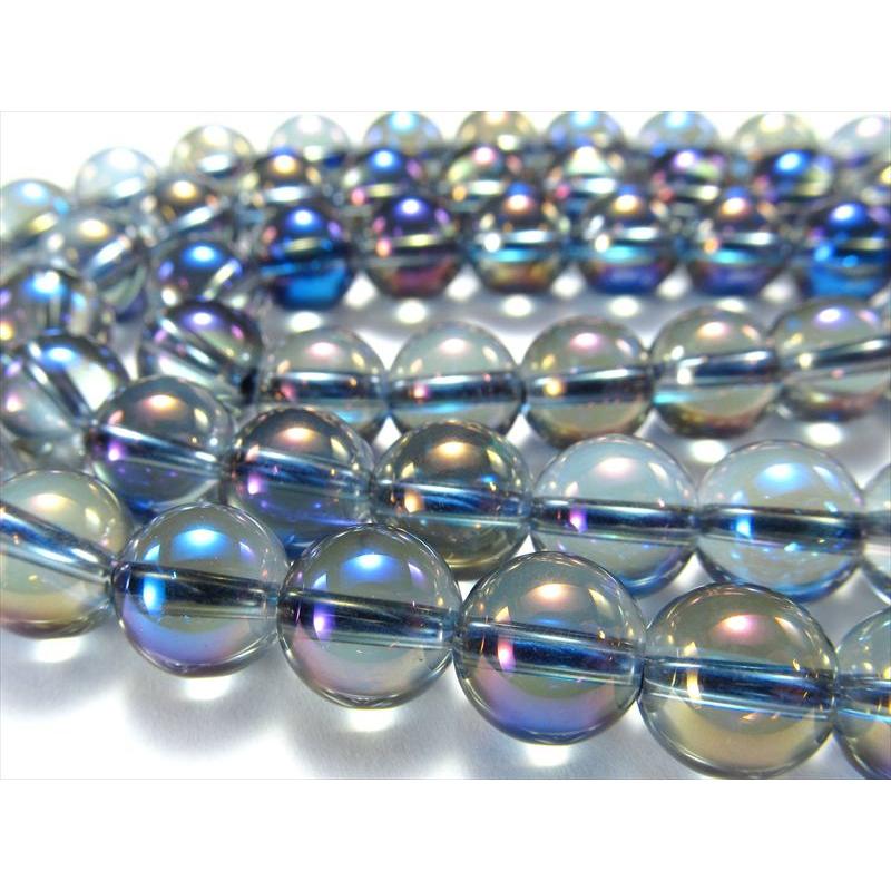 激安宣言 約12mm珠 ブルーアクアオーラ 一連 約37-39cmパワーストーン 丸玉 ビーズオーラ加工溶錬水晶 ブラジル産 rn-s パワーストーン 天然石 | ブランド登録なし | 03