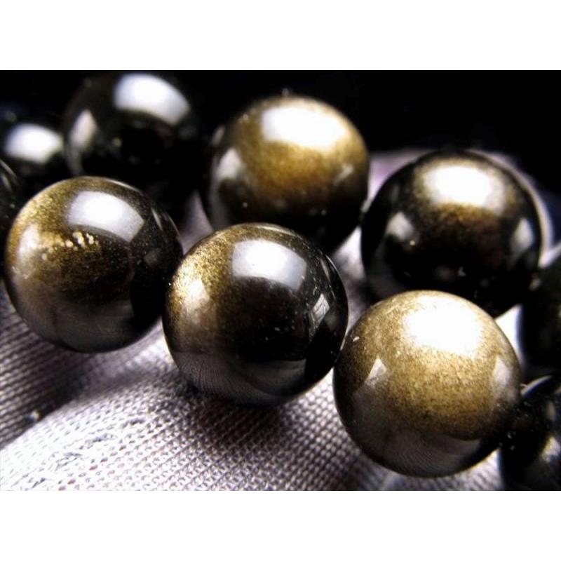 激安宣言 3A 全珠シラー ゴールデンシャインオブシディアン 一連 約10mm珠 約37-39cm 黒曜石 geki メキシコ産 rn-s パワーストーン 天然石 | ブランド登録なし