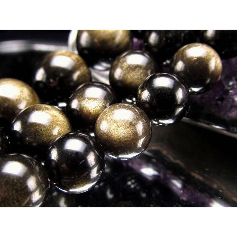 激安宣言 3A 全珠シラー ゴールデンシャインオブシディアン 一連 約10mm珠 約37-39cm 黒曜石 geki メキシコ産 rn-s パワーストーン 天然石 | ブランド登録なし | 05