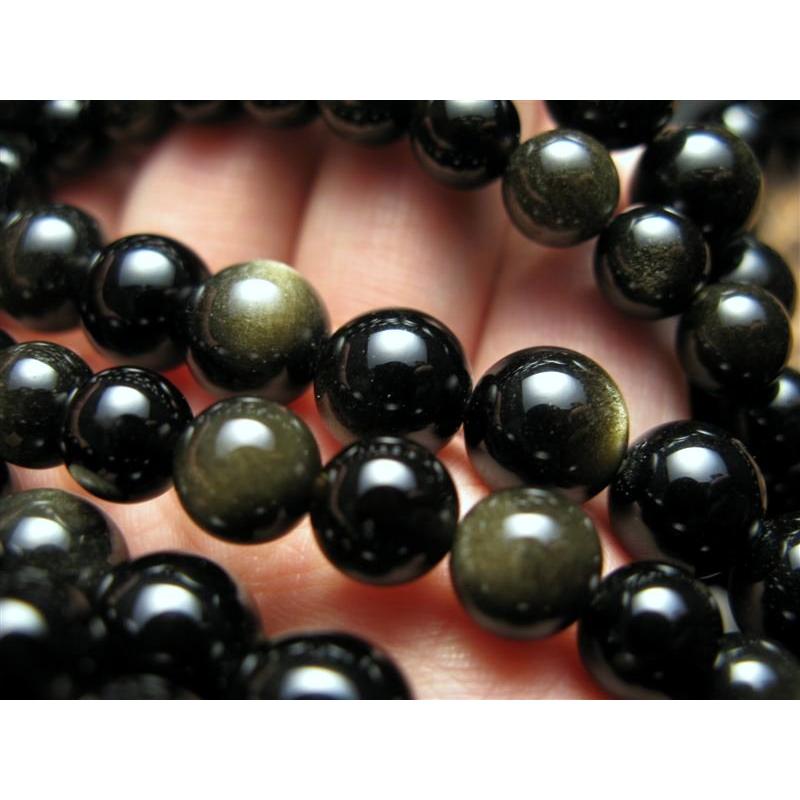 激安宣言 3A 全珠シラー ゴールデンシャインオブシディアン 一連 約10mm珠 約37-39cm 黒曜石 geki メキシコ産 rn-s パワーストーン 天然石 | ブランド登録なし | 06