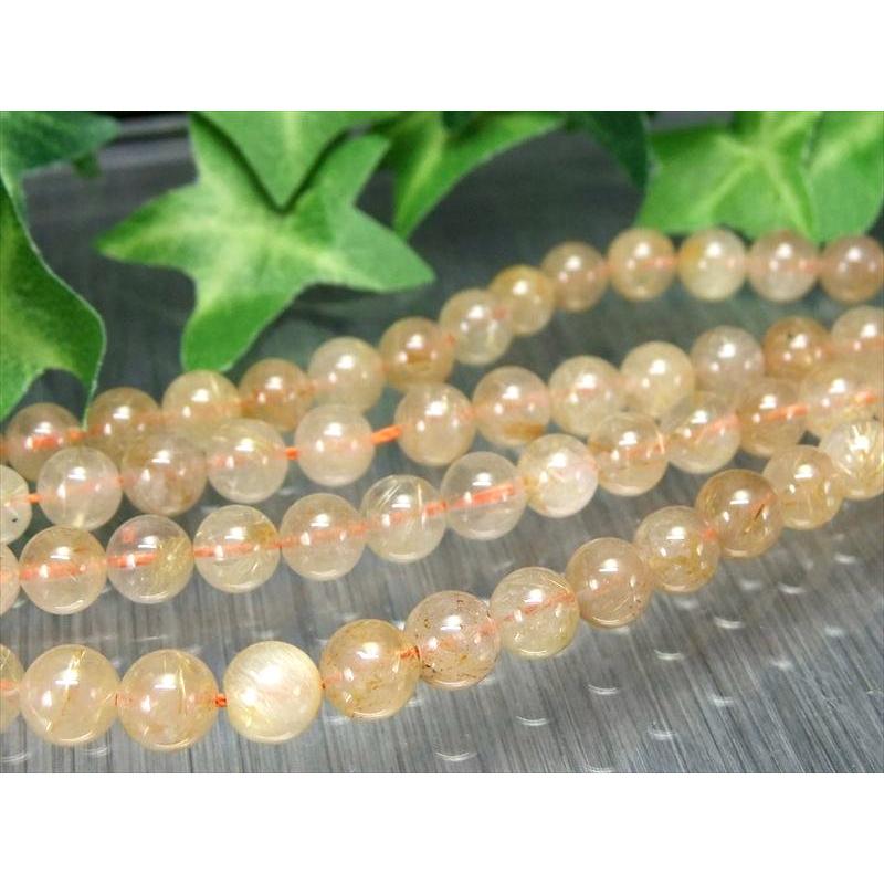緊急入荷 約6.5mm-7mm珠 ゴールドルチルクォーツ 一連 約38-40cm しっかり金針 金運アップに 針入り水晶 ブラジル産 rn-p パワーストーン 天然石 | ブランド登録なし | 01