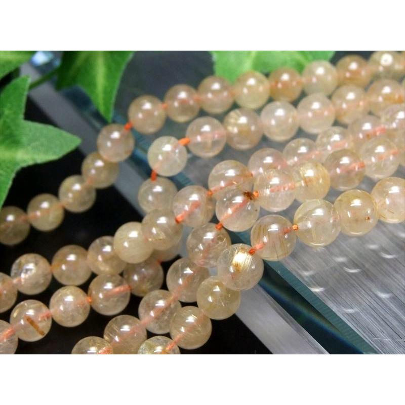 緊急入荷 約6.5mm-7mm珠 ゴールドルチルクォーツ 一連 約38-40cm しっかり金針 金運アップに 針入り水晶 ブラジル産 rn-p パワーストーン 天然石 | ブランド登録なし | 03