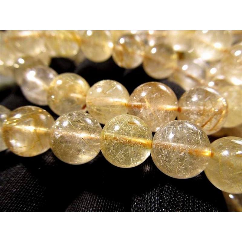 約10mm珠 ゴールドルチルクォーツ 一連 約38-40cm しっかり金針 金運アップに 針入り水晶 ブラジル産 rn-p パワーストーン 天然石 | ブランド登録なし | 04