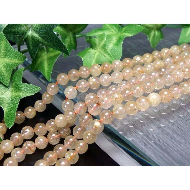 緊急入荷 約6.5mm-7mm珠 ゴールドルチルクォーツ 一連 約38-40cm しっかり金針 金運アップに 針入り水晶 ブラジル産 rn-p パワーストーン 天然石 | ブランド登録なし | 04