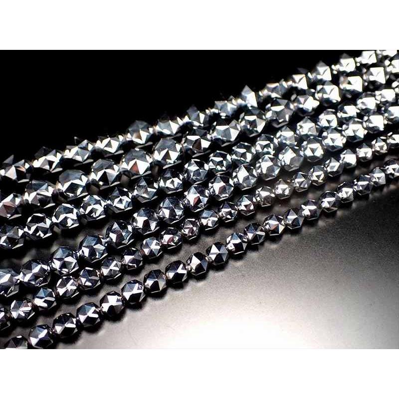 テラヘルツ鉱石 スターカットビーズ 約11mm-12mm珠 一連 約38-40cm  