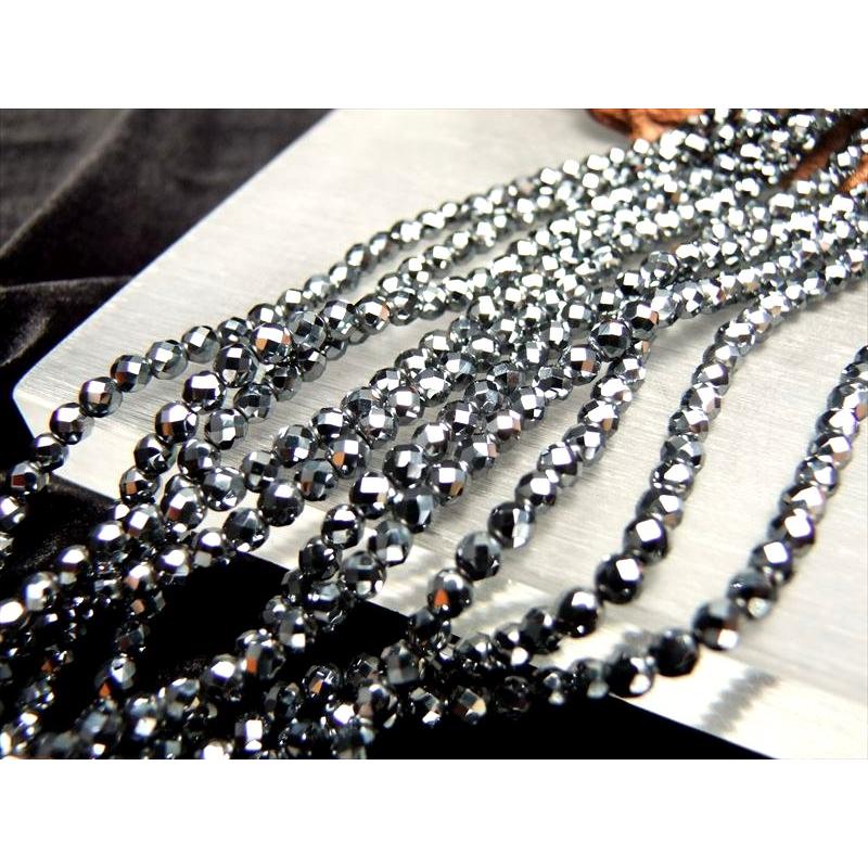 テラヘルツ鉱石 64面カットビーズ 約4mm-4.5mm珠 一連 約38-40cm カットタイプ 高級感たっぷり つやつや光沢 話題の 高純度 テラヘルツ 鉱石 2026年 | ブランド登録なし | 03
