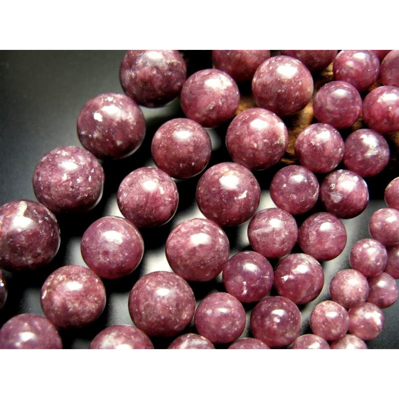 激安宣言 AA 約10mm珠 レピドライト リシア雲母 一連 約37-39cm ブラジル産 geki rn-s パワーストーン 天然石 | ブランド登録なし