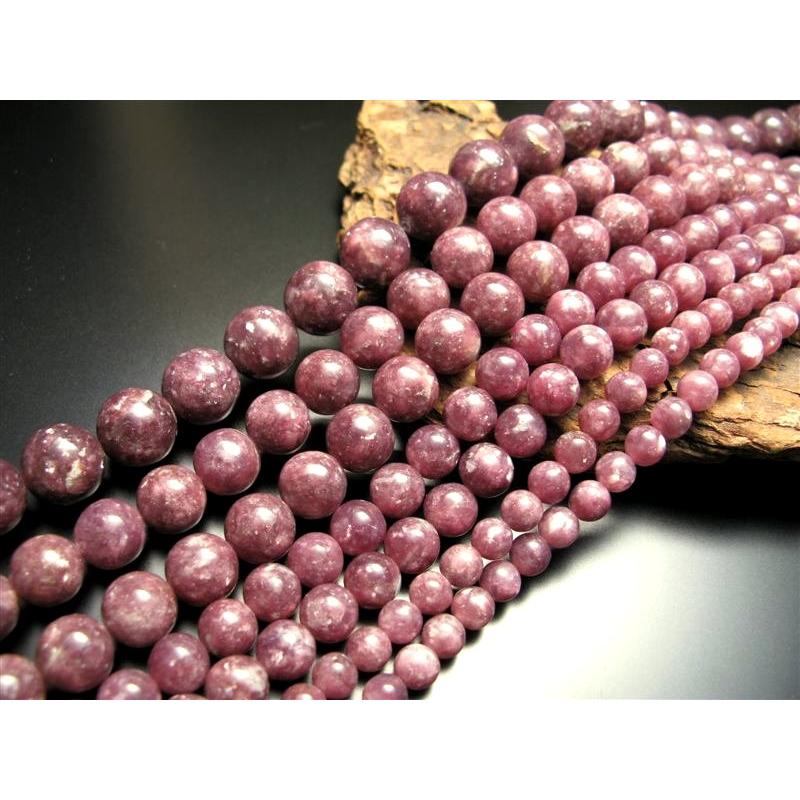 激安宣言 AA 約14mm珠 レピドライト リシア雲母 一連 約37-39cm ブラジル産 geki rn-s パワーストーン 天然石 | ブランド登録なし | 02