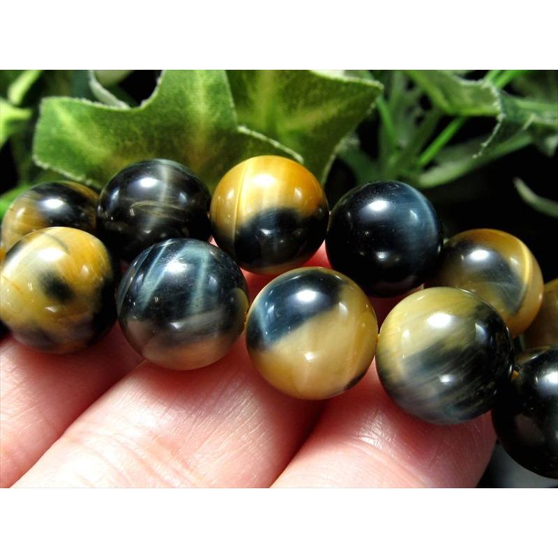 激安宣言 AAA 約10mm珠 極上ツートンタイガーアイ イエロー&ブルー 一連 約37-39cm 極上 天然石 ビーズ パワーストーン 南アフリカ産 geki rn-s | ブランド登録なし | 02