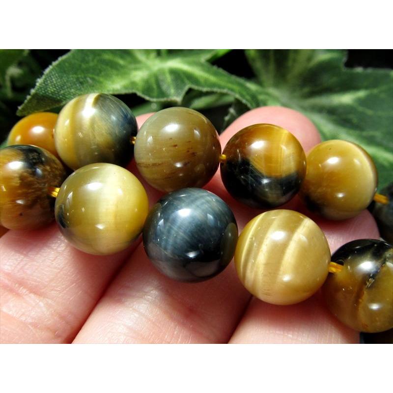 激安宣言 AAA 約10mm珠 極上ツートンタイガーアイ イエロー&ブルー 一連 約37-39cm 極上 天然石 ビーズ パワーストーン 南アフリカ産 geki rn-s | ブランド登録なし | 03