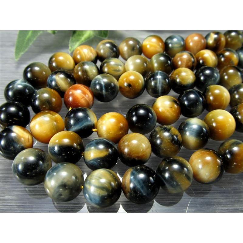 激安宣言 AAA 約10mm珠 極上ツートンタイガーアイ イエロー&ブルー 一連 約37-39cm 極上 天然石 ビーズ パワーストーン 南アフリカ産 geki rn-s | ブランド登録なし | 05