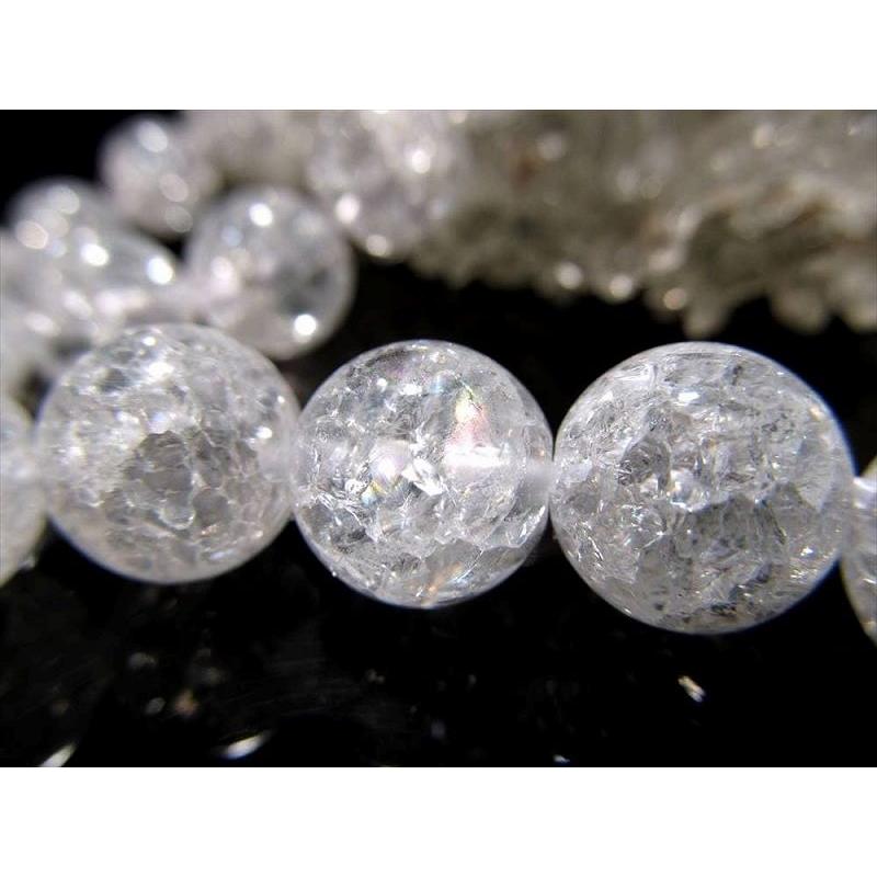 激安宣言 約14mm珠 レインボー水晶 爆裂水晶 一連 約37-39cm ブラジル産 geki rn-s パワーストーン 天然石 | ブランド登録なし | 01