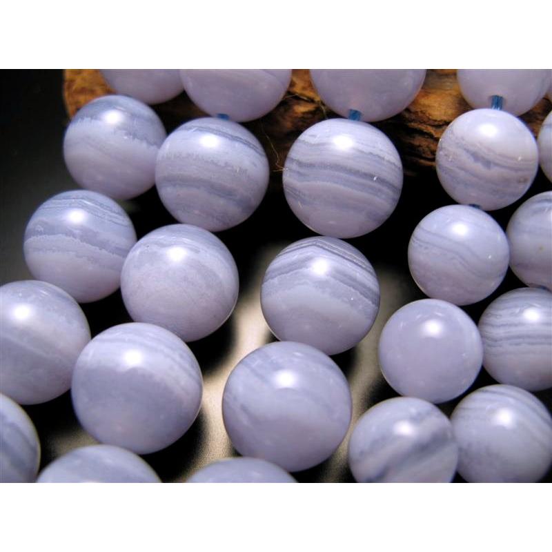 14mm珠 ブルーレースアゲート 一連 約38-40cm 深く優しい癒しの石  