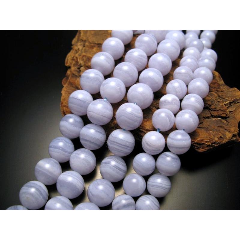 14mm珠 ブルーレースアゲート 一連 約38-40cm 深く優しい癒しの石  