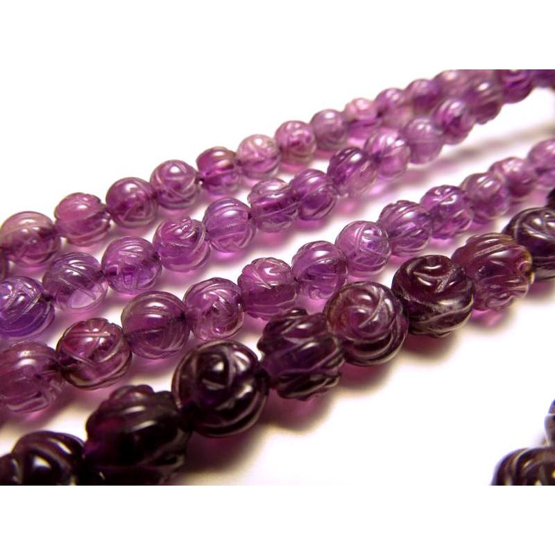 激安宣言 約6mm珠 薔薇カット アメジスト 一連 約37-39cm 紫水晶 ローズ 極上 天然石 ビーズ パワーストーン ブラジル産 geki rn-s パワーストーン 天然石 | ブランド登録なし | 01