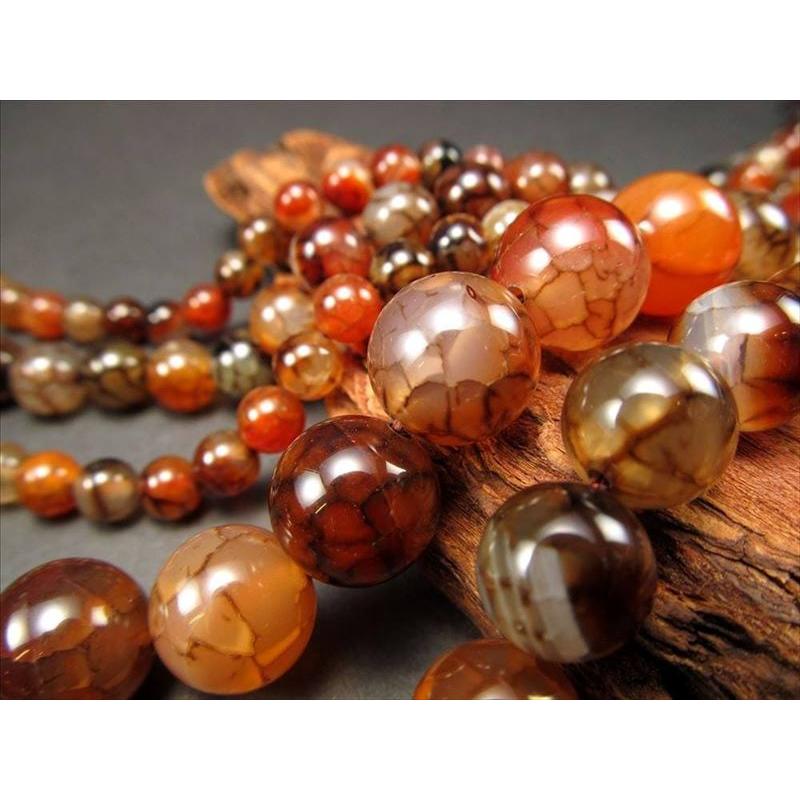 10mm珠 ドラゴンアゲート 一連 約38-40cm まるで龍のウロコ 厄除け 無病息災 龍紋瑪瑙 ブラジル産 rn-p | ブランド登録なし