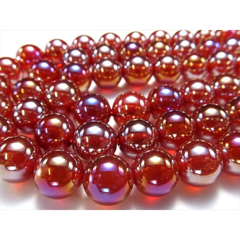 激安宣言 約10mm珠 カーネリアンオーラ 一連 約37-39cm オーラ 蒸着赤瑪瑙 ブラジル産 geki rn-s パワーストーン 天然石 | ブランド登録なし | 04