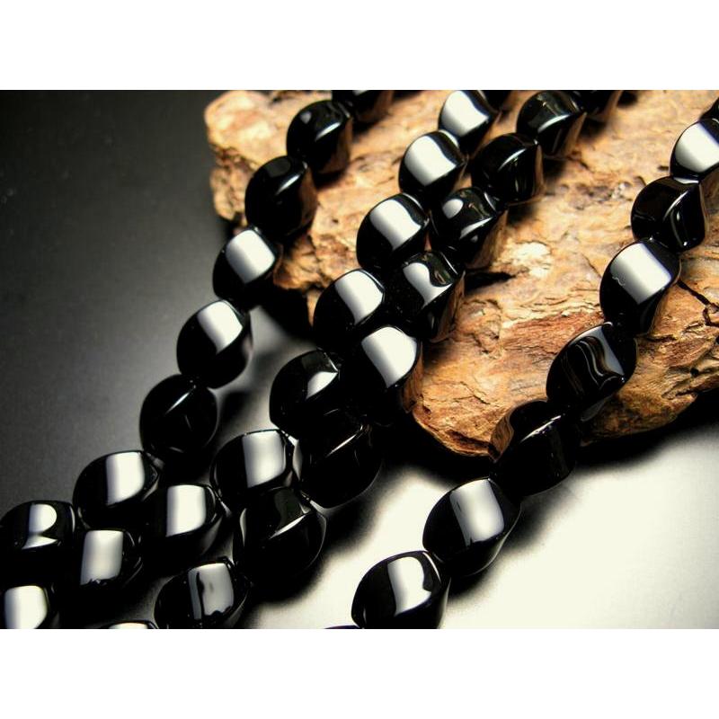 12mm×8mm オニキス タンブルウェーブ型 一連 約38-40cm 黒瑪瑙 ブラジル産 rn-p パワーストーン 天然石 | ブランド登録なし | 01