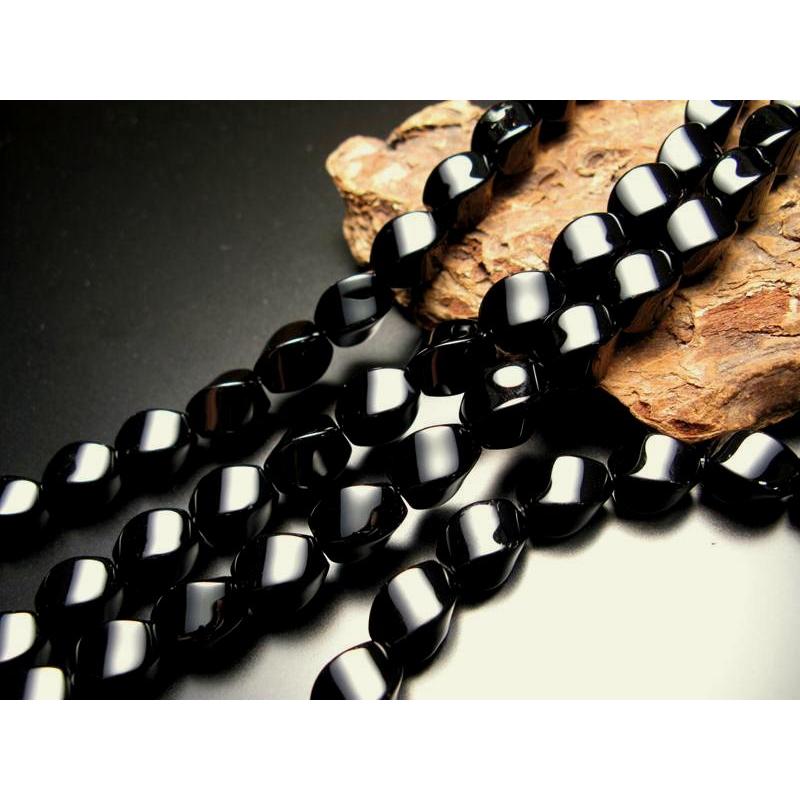 12mm×8mm オニキス タンブルウェーブ型 一連 約38-40cm 黒瑪瑙 ブラジル産 rn-p パワーストーン 天然石 | ブランド登録なし | 02