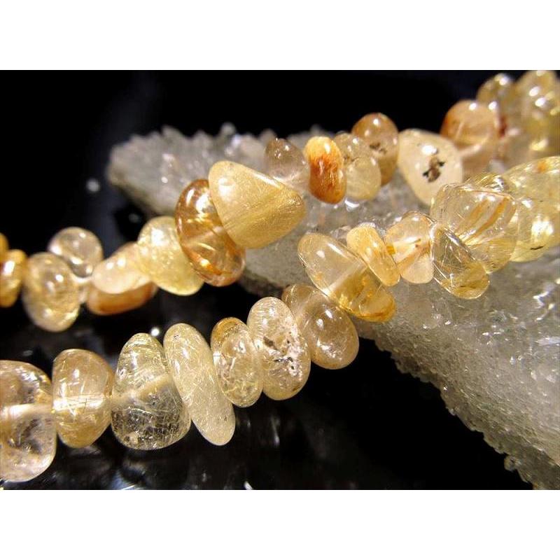 ゴールドタイチンルチル さざれ石 連 約5mm-11mm 一連 約38-40cm きらきらルチル パワーストーン | ブランド登録なし | 01