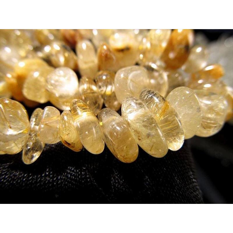 ゴールドタイチンルチル さざれ石 連 約5mm-11mm 一連 約38-40cm きらきらルチル パワーストーン | ブランド登録なし | 02