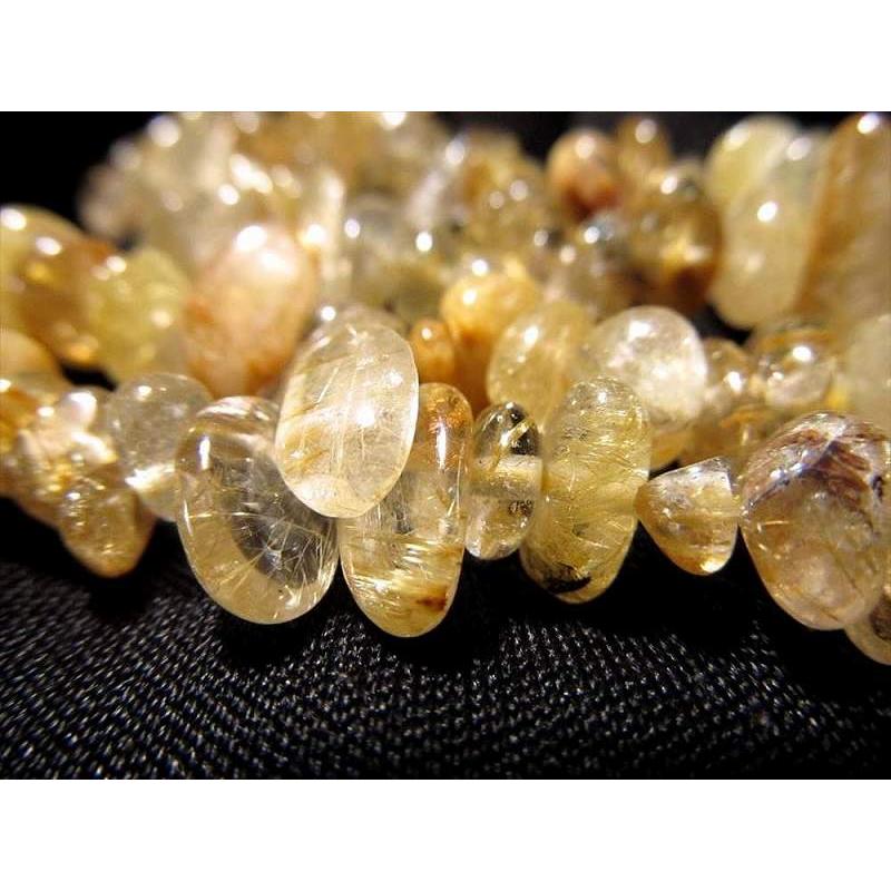 ゴールドタイチンルチル さざれ石 連 約5mm-11mm 一連 約38-40cm きらきらルチル パワーストーン | ブランド登録なし | 03