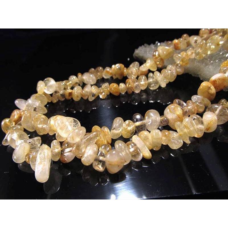 ゴールドタイチンルチル さざれ石 連 約5mm-11mm 一連 約38-40cm きらきらルチル パワーストーン | ブランド登録なし | 04