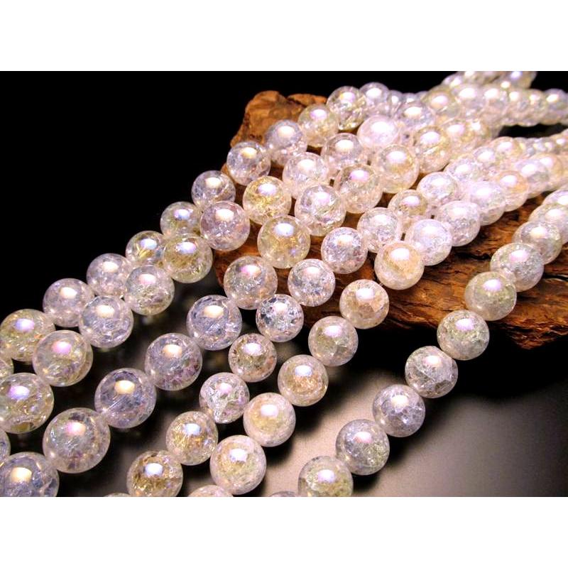 10mm珠 レインボー水晶 爆裂水晶 オーラタイプ 一連 約38-40cm rn-p | ブランド登録なし