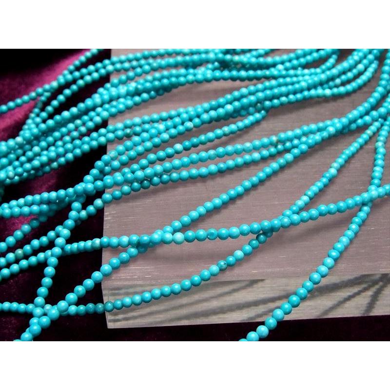 極小サイズ 2mm-2.5mm珠 ターコイズ(トルコ石) 一連 約38-40cm (天然染色) 穴径約0.6mm 連売り パワーストーン rn-s パワーストーン | ブランド登録なし | 02