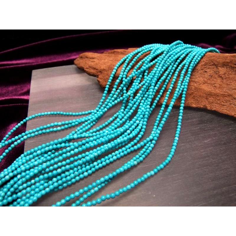 極小サイズ 2mm-2.5mm珠 ターコイズ(トルコ石) 一連 約38-40cm (天然染色) 穴径約0.6mm 連売り パワーストーン rn-s パワーストーン | ブランド登録なし | 04