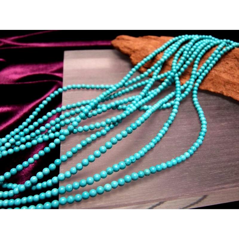 極小サイズ 3mm-3.5mm珠 ターコイズ トルコ石 一連 約38-40cm 天然染色 穴径約0.6mm 連売り パワーストーン rn-s パワーストーン 天然石 | ブランド登録なし | 03
