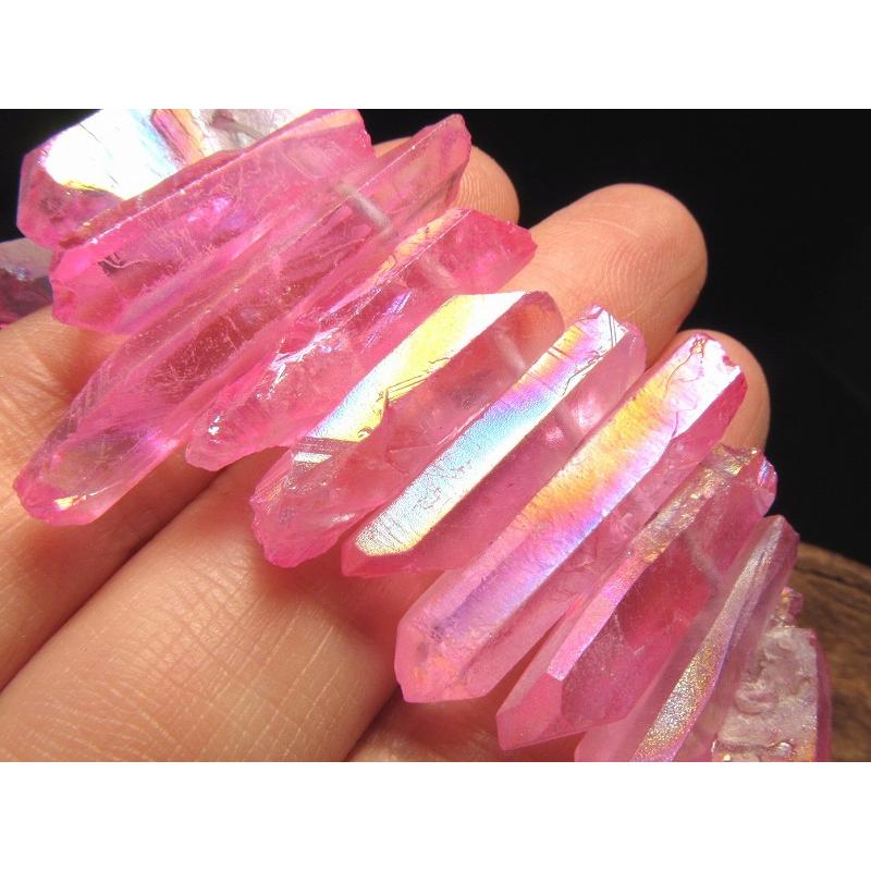 縦約15-30mm 水晶 ナチュラルポイント連 ピンクオーラ フロストタイプ 一連約38-40cm 透明感抜群 ハンドメイド クレオ穴 rn-s | ブランド登録なし