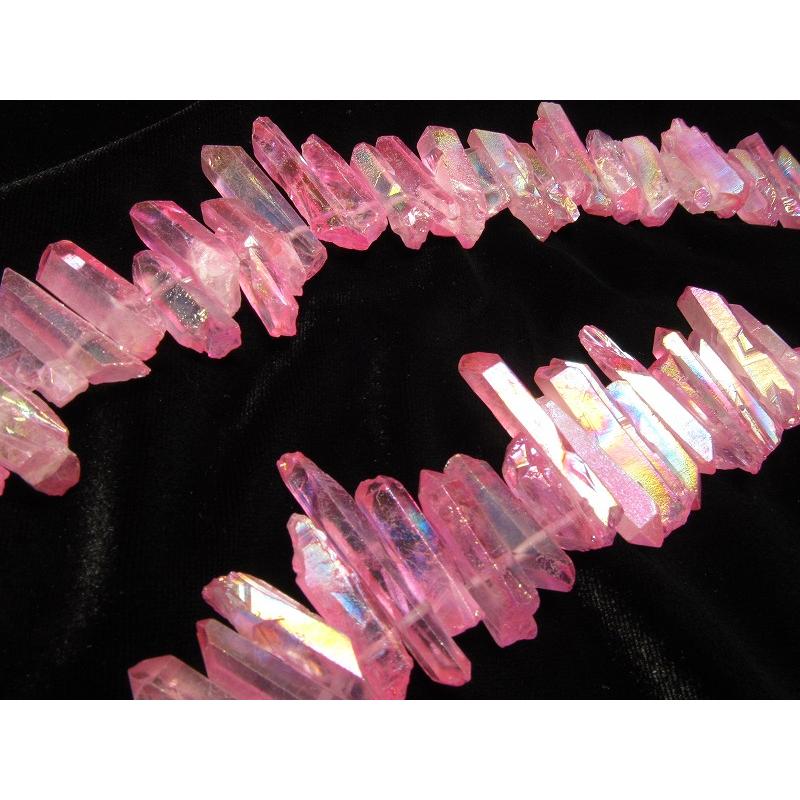 縦約15-30mm 水晶 ナチュラルポイント連 ピンクオーラ フロストタイプ 一連約38-40cm 透明感抜群 ハンドメイド クレオ穴 rn-s | ブランド登録なし | 04