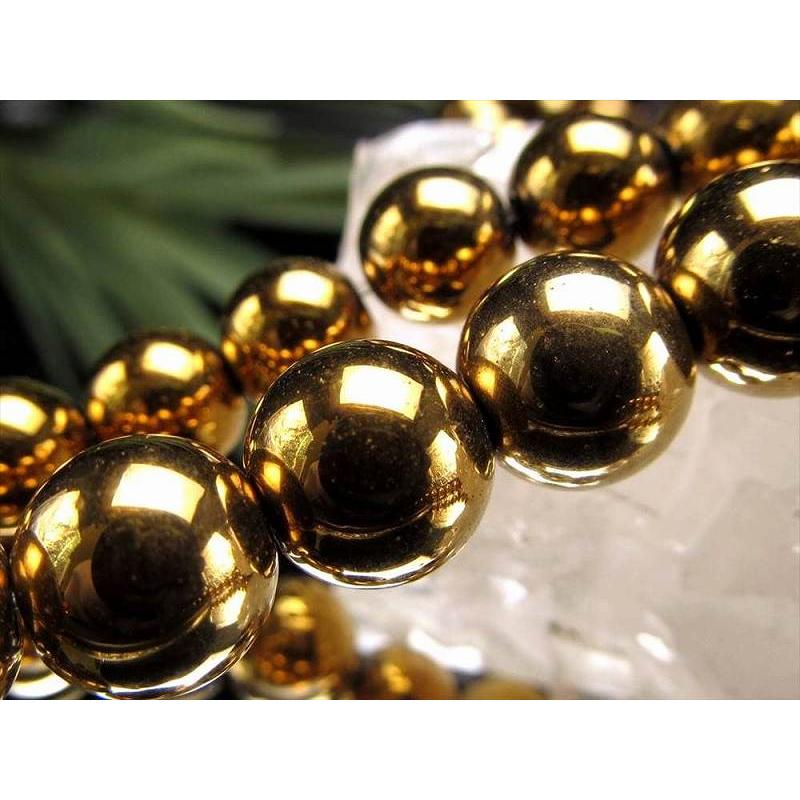 激安宣言 ゴージャス光沢 約10mm珠 ヘマタイト 赤鉄鉱 ゴールドカラー 一連 約37-39cm ブラジル産 geki rn-s パワーストーン 天然石 | ブランド登録なし | 02