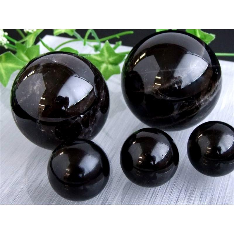 3A 黒水晶 モリオン 丸玉 置物 1個売り 直径約50mm-52mm 大人気 モリオンスフィア 魔除け 厄除けの黒い水晶 チベット産 パワーストーン 天然石 | ブランド登録なし | 03