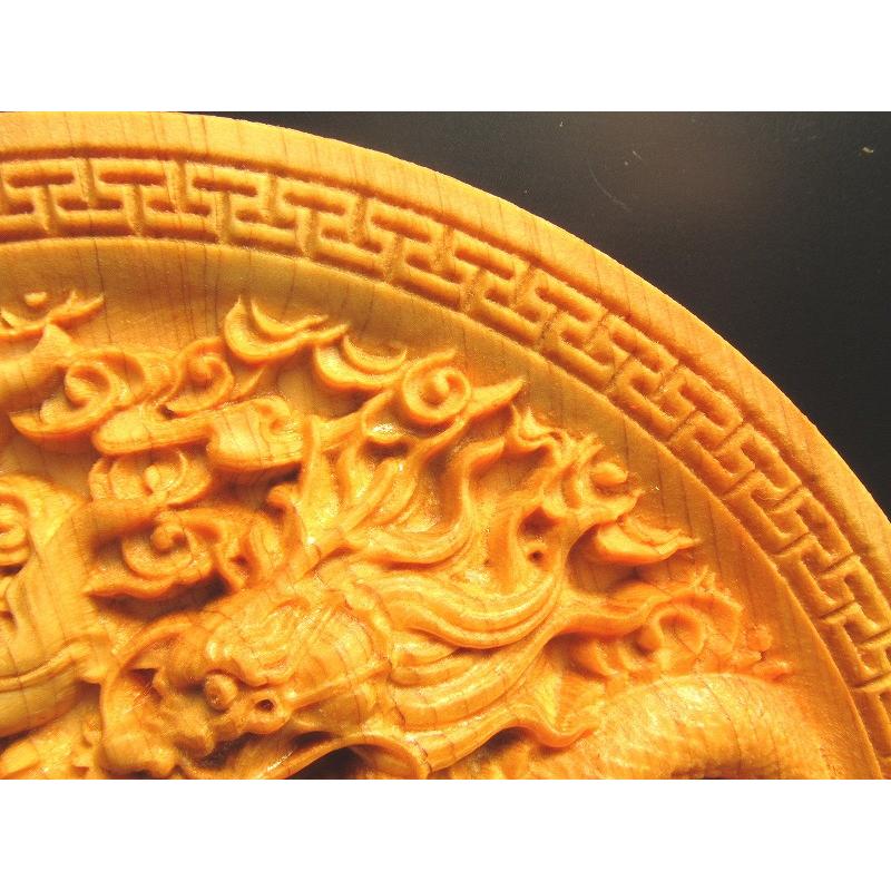 5A お皿型龍神&鳳凰彫り 直径約145mm 台付き 極上木彫り 龍神&鳳凰 風水やインテリアに ok-s パワーストーン 天然石 | 開運 | 04