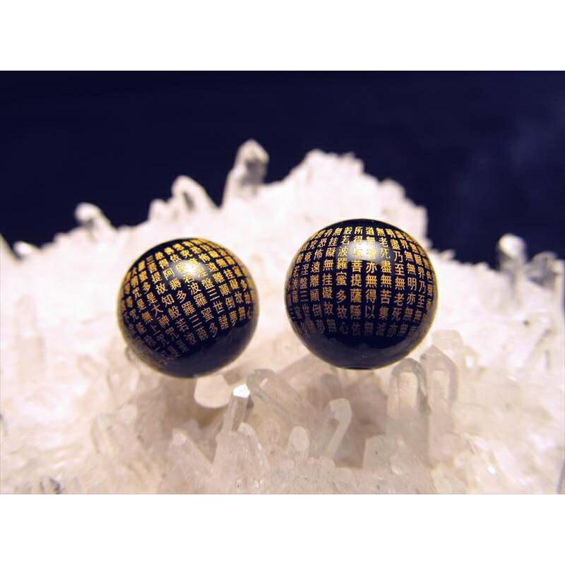 極上微細金塗り彫刻 般若心経彫りビーズ 金文字の映える黒 オニキスお経彫りビーズ石 天然石 約10mm珠 tu-p inmy-10 パワーストーン 天然石 | ブランド登録なし | 02