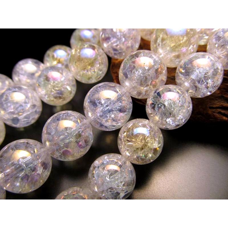 12mm珠 レインボー水晶 爆裂水晶 オーラタイプ 一連 約38-40cm rn-p | ブランド登録なし | 01