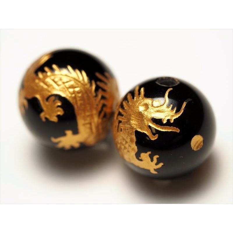 手彫り秀逸 金塗り オニキス金龍 10mm 1珠 オニキス金龍 ドラゴンボール tu-p | ブランド登録なし | 01