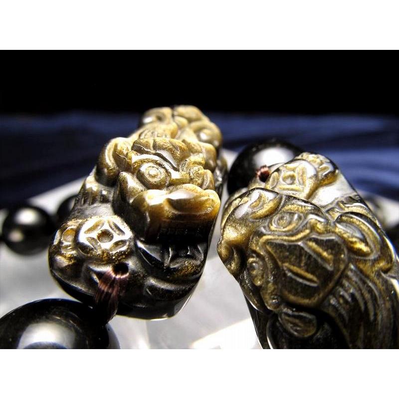 ゴールデンシャインオブシディアン 貔貅 ブレスレット 珠サイズ約14mm×12珠前後 ヒキュウサイズ約36mm×17mm メキシコ産 bl-p パワーストーン | ブランド登録なし | 03