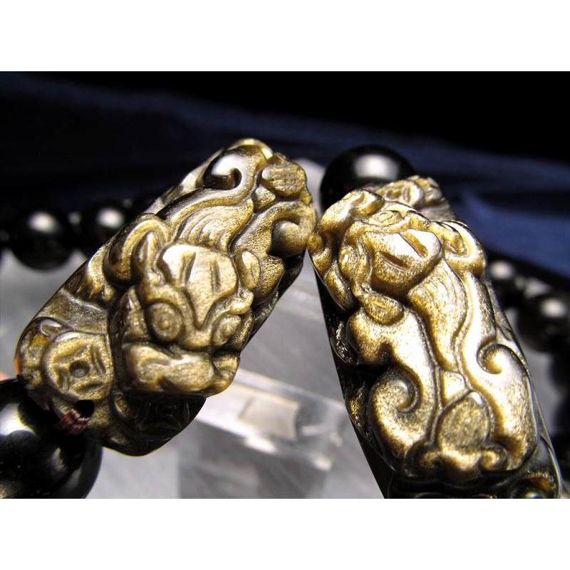 ゴールデンシャインオブシディアン 貔貅 ブレスレット 珠サイズ約14mm×12珠前後 ヒキュウサイズ約36mm×17mm メキシコ産 bl-p パワーストーン | ブランド登録なし | 04