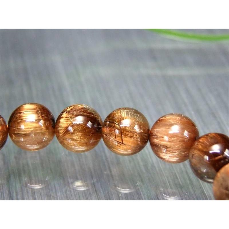 店頭展示中 キャッツアイ効果 S級 タイガータイチンルチルクォーツ ブレスレット 7.5mm-8mm×25珠 アンティークゴールド タイチン ブラウンゴールド針もの画像