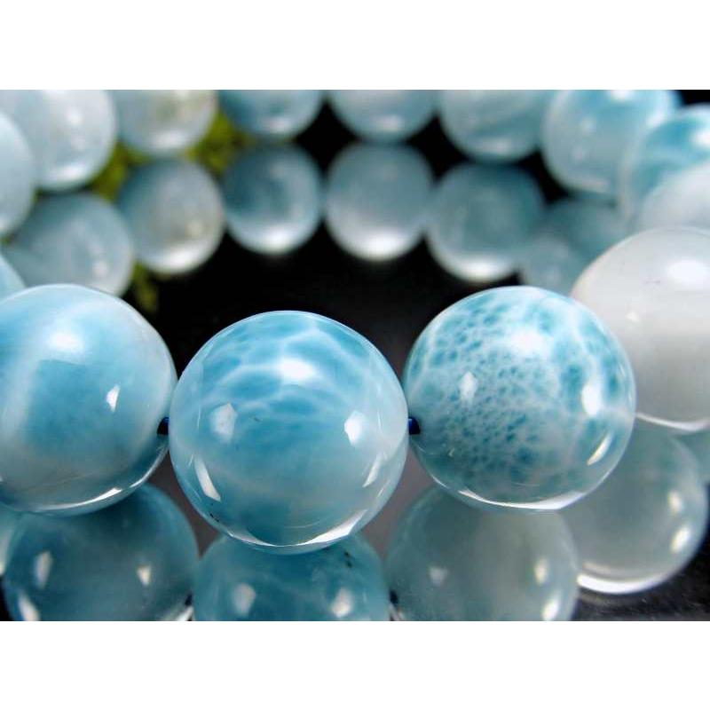 水面模様くっきり 濃いブルー 4A ラリマー ブレスレット 13mm-14mm×15 