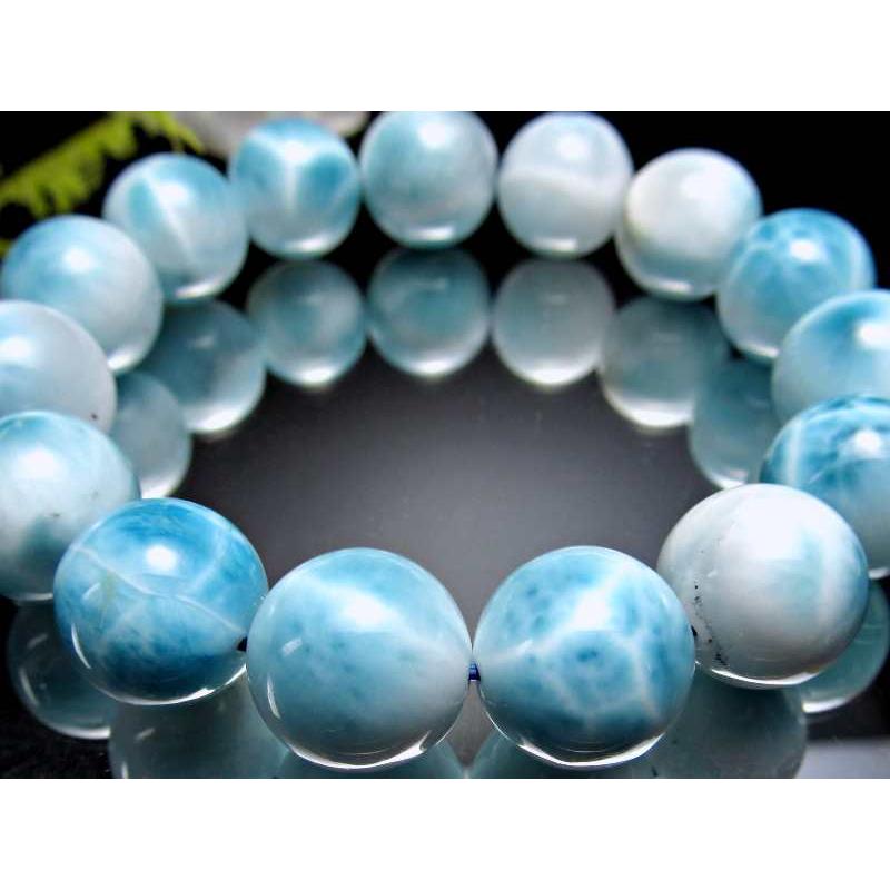 水面模様くっきり 濃いブルー 4A ラリマー ブレスレット 13mm-14mm×15  