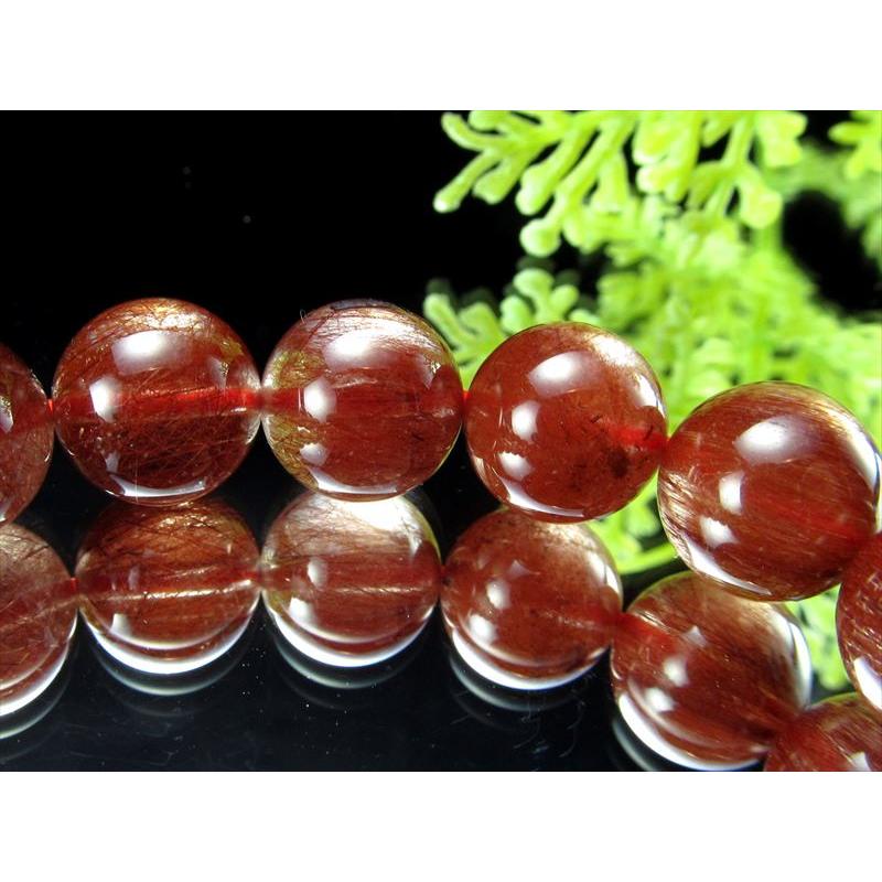 濃厚 4A レッドルチルクォーツ ブレスレット 10mm-10.5mm×19珠 透明赤