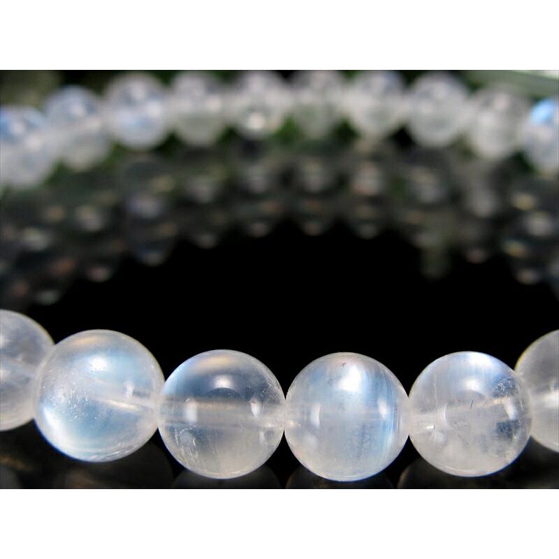 4A ブルームーンストーン ブレスレット 6.5mm-7mm×28珠 美麗ブルー