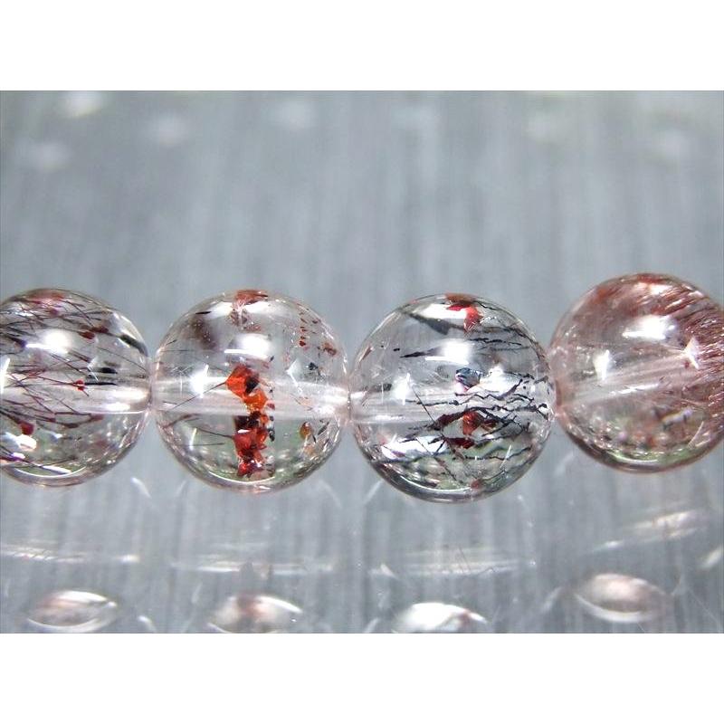 店頭展示中 モダンアート まるでバンクシーの絵画 S級 スーパーセブン ブレスレット 8mm×20珠 7種類の石の要素が共鳴するパワーストーン 透明感抜群の画像