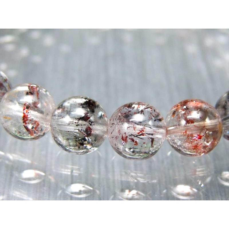 店頭展示中 モダンアート まるでバンクシーの絵画 S級 スーパーセブン ブレスレット 8mm×20珠 7種類の石の要素が共鳴するパワーストーン 透明感抜群の画像