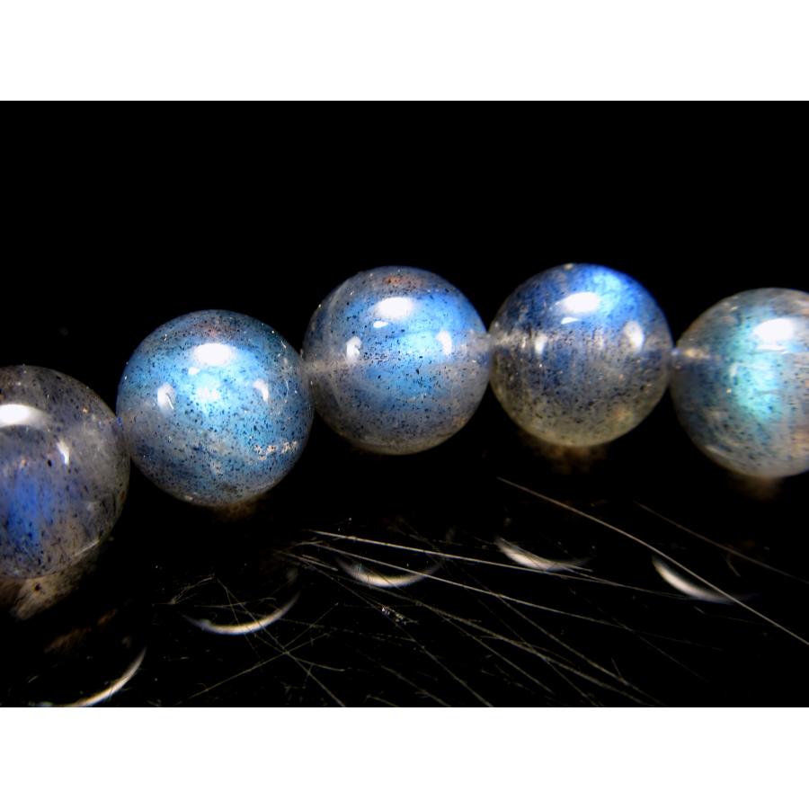 5A ラブラドライト ブレスレット 8.5mm×22珠 スペクトロライト 濃い